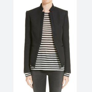 RAG & BONE BLAZER WAVERLY BLACK TEXTURED COTTON-BLEND SIZE 2